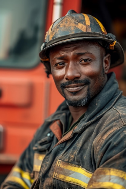 Portrait d'un homme travaillant comme pompier