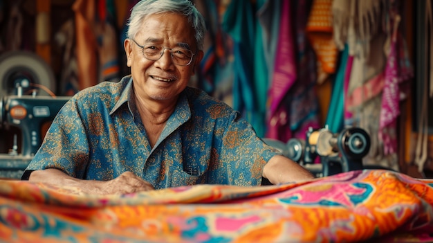 Portrait d'un homme travaillant comme tailleur