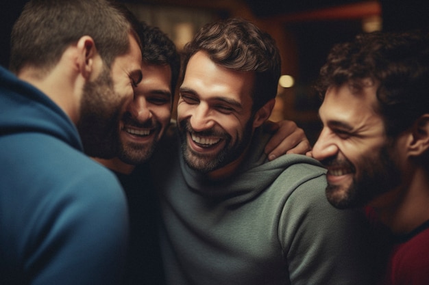 Photo gratuite portrait d'hommes partageant un moment affectueux d'amitié et de soutien