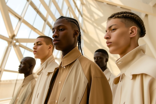 Photo gratuite portrait d'hommes de taille moyenne avec des tresses