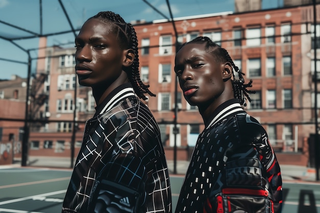 Photo gratuite portrait d'hommes de taille moyenne avec des tresses