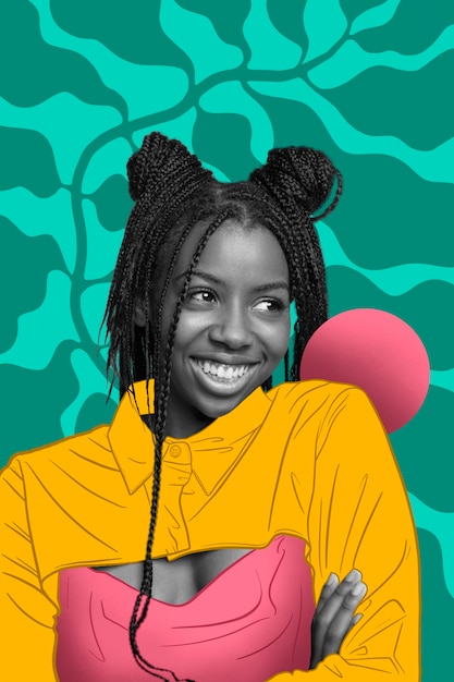 Portrait illustré coloré d'un jeune adulte