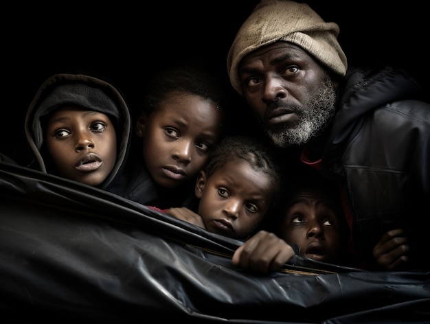 Photo gratuite portrait d’immigrés lors d’une crise migratoire