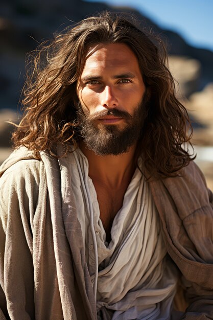 Portrait de Jésus en plein air.