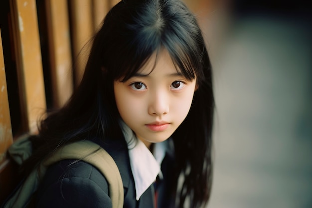 Portrait d'une jeune étudiante à l'école