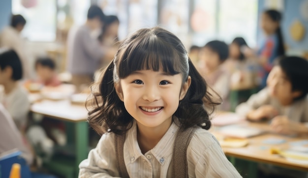 Portrait d'une jeune étudiante qui fréquente l'école