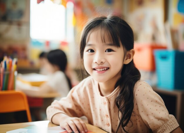 Portrait d'une jeune étudiante qui va à l'école