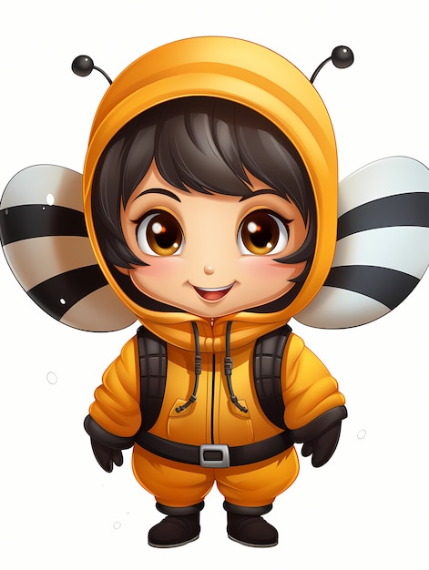 Photo gratuite portrait d'une jeune fille avec un costume d'abeille
