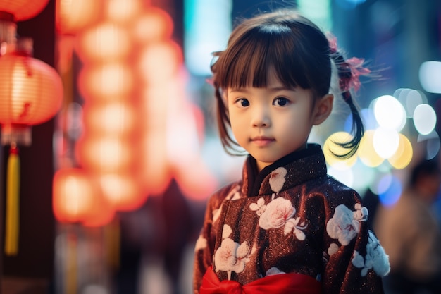 Photo gratuite portrait d'une jeune fille avec des vêtements traditionnels