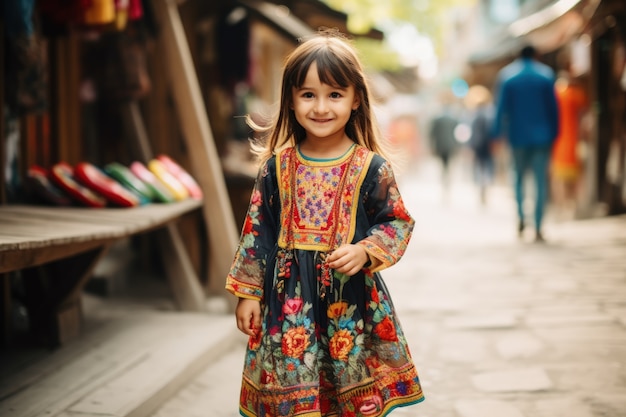 Photo gratuite portrait d'une jeune fille avec des vêtements traditionnels