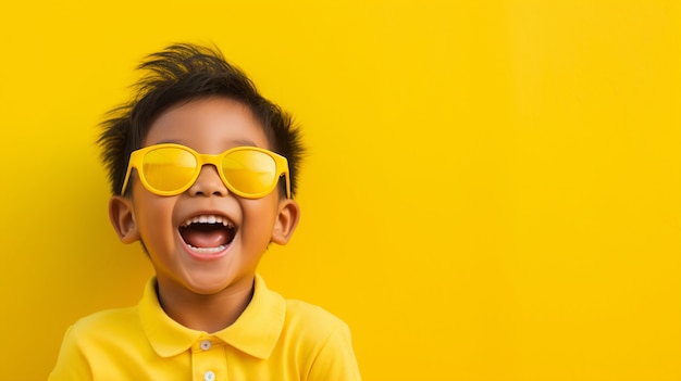 Portrait de jeune garçon avec des lunettes de soleil