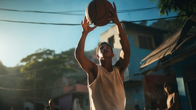 Photo gratuite portrait d'un jeune joueur de basket