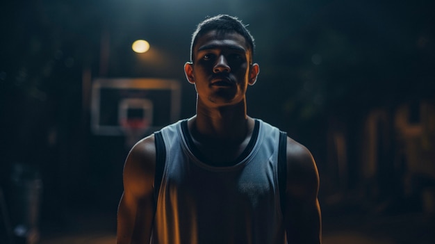 Photo gratuite portrait d'un jeune joueur de basket