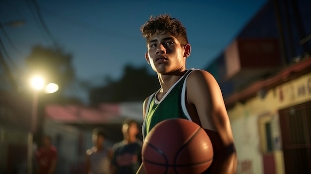 Photo gratuite portrait d'un jeune joueur de basket