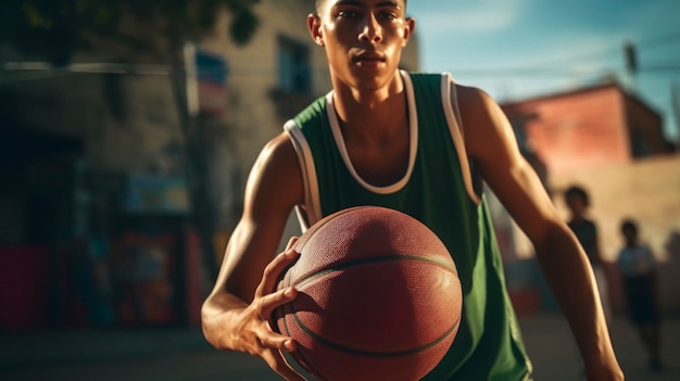 Portrait d'un jeune joueur de basket