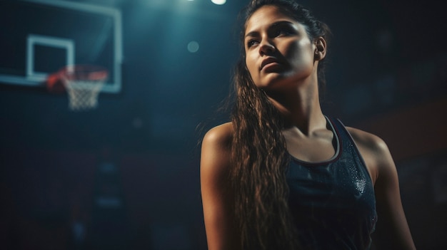 Photo gratuite portrait d'une jeune joueuse de basket