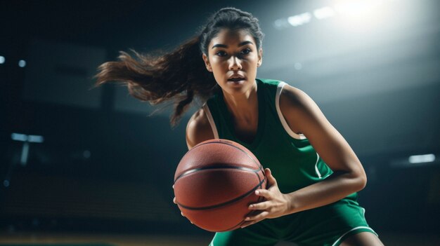 Portrait d'une jeune joueuse de basket