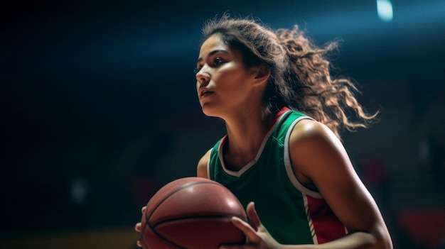 Photo gratuite portrait d'une jeune joueuse de basket