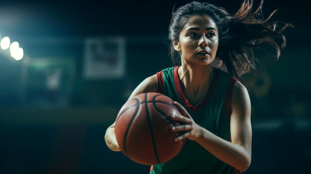 Portrait d'une jeune joueuse de basket