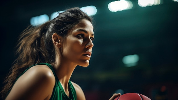 Photo gratuite portrait d'une jeune joueuse de basket