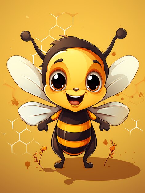 Portrait d'une jolie abeille animée