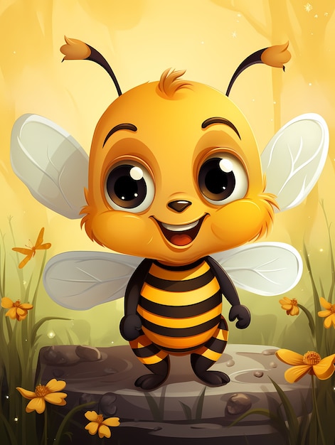 Photo gratuite portrait d'une jolie abeille animée