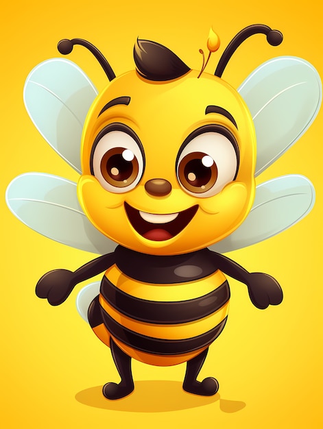 Portrait d'une jolie abeille animée