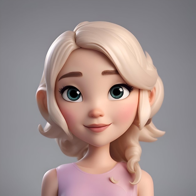 Photo gratuite portrait d'une jolie petite fille aux cheveux blonds rendu 3d