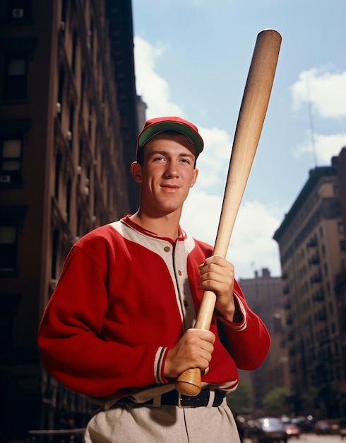 Photo gratuite portrait d'un joueur de baseball