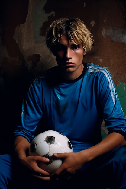 Photo gratuite portrait de joueur de football avec ballon