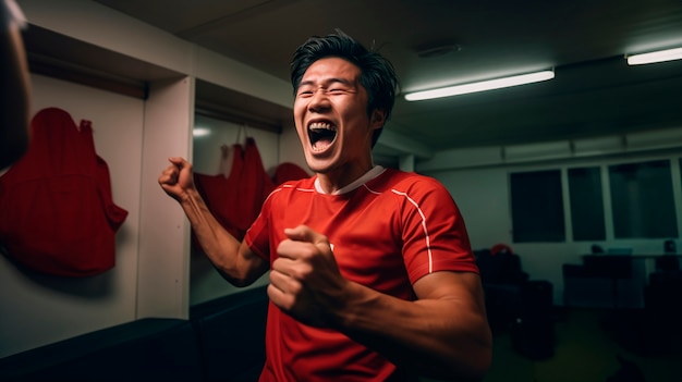 Portrait d'un joueur de football heureux