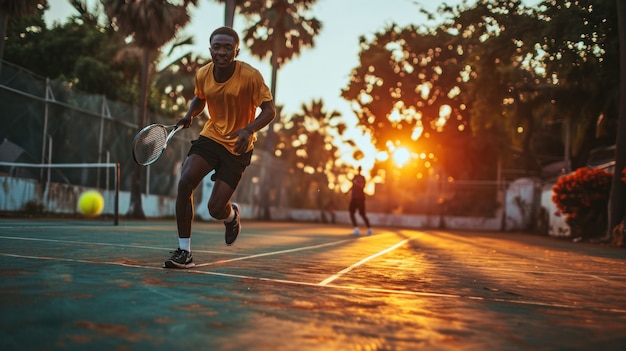 Photo gratuite portrait d'un joueur de tennis masculin athlétique