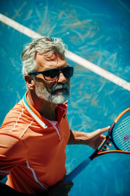 Photo gratuite portrait d'un joueur de tennis