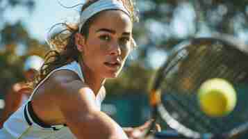 Photo gratuite portrait d'une joueuse de tennis athlétique