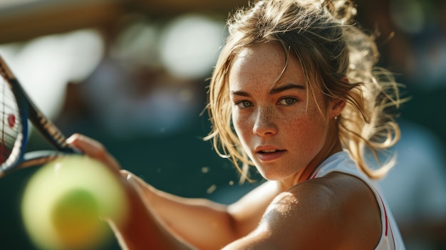 Photo gratuite portrait d'une joueuse de tennis athlétique