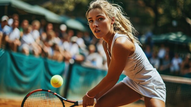 Portrait d'une joueuse de tennis athlétique