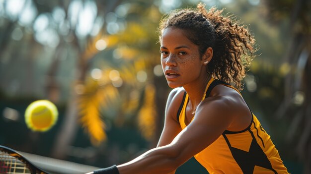 Portrait d'une joueuse de tennis athlétique