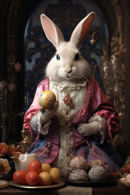 Photo gratuite portrait de lapin de pâques dans le style historique