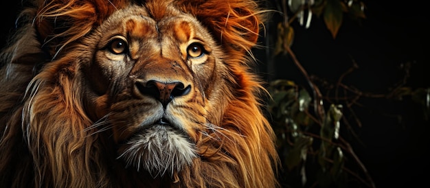 Photo gratuite portrait d'un lion sur fond noir en studio