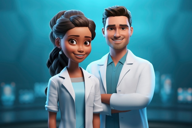 Photo gratuite portrait de médecins 3d en tenue d'hôpital