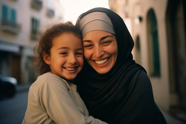 Photo gratuite portrait d'une mère et d'une fille adultes affectueuses