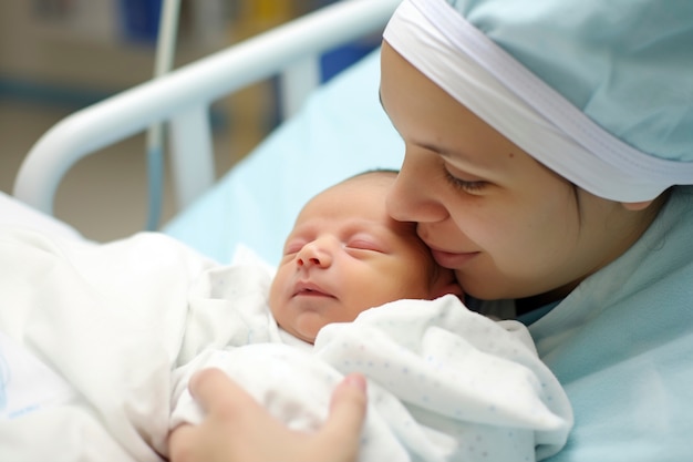 Photo gratuite portrait d'une mère avec un nouveau-né