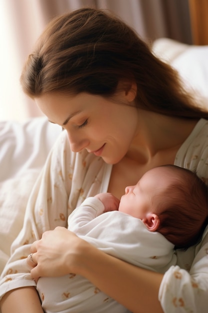 Portrait d'une mère avec un nouveau-né