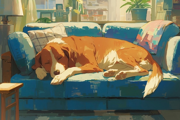 Portrait d'un mignon chien dans le style anime