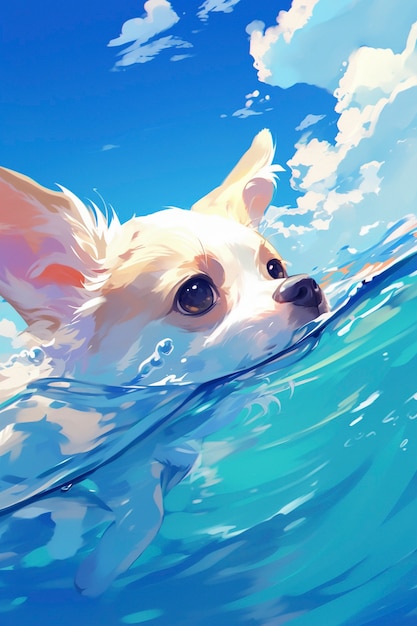 Portrait d'un mignon chien dans le style anime