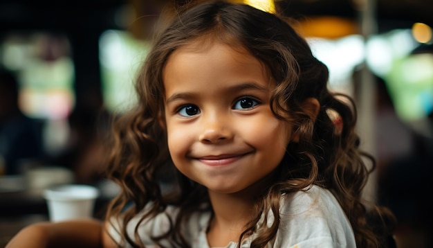 Photo gratuite portrait mignon d'un enfant souriant d'une fille joyeuse d'une innocence insouciante générée par l'ia