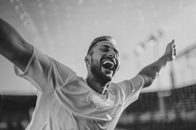 Photo gratuite portrait monochrome d'un athlète en compétition au championnat des jeux olympiques