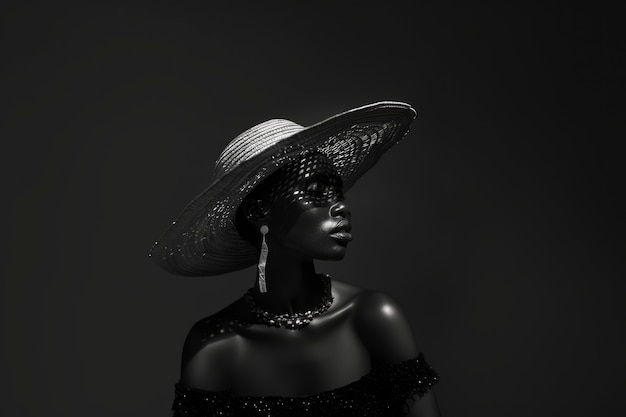 Portrait monochrome d'une belle femme africaine