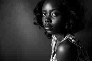 Photo gratuite portrait monochrome d'une belle femme africaine