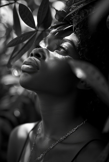 Photo gratuite portrait monochrome d'une belle femme africaine